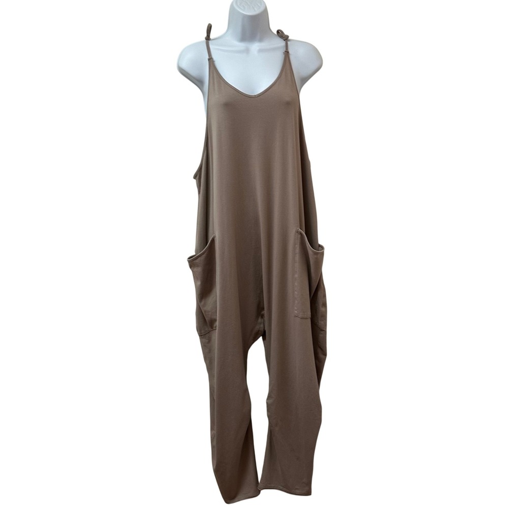 FP Movement Hot Shot Onesie Taupe Brown Oversized Harem Jumpsuit Romper Medium